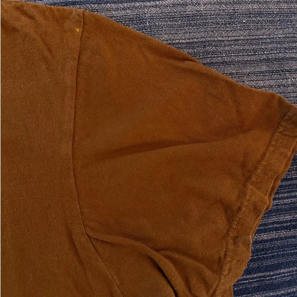 Polo Ralph Lauren Med Brown TShirt Blue Pony Logo Vintage Distressed 21.5” PTP